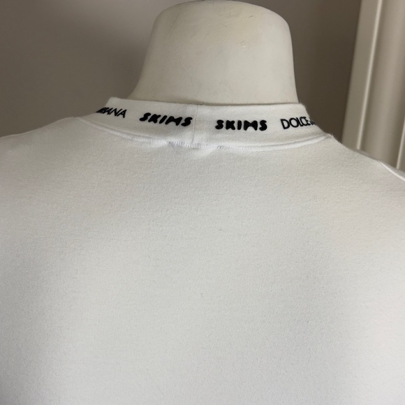Dolce Gabbana x Skims White Fitted Long Sleeve Shirt Cotton Jersey Collab Sz M - Picture 7 of 11